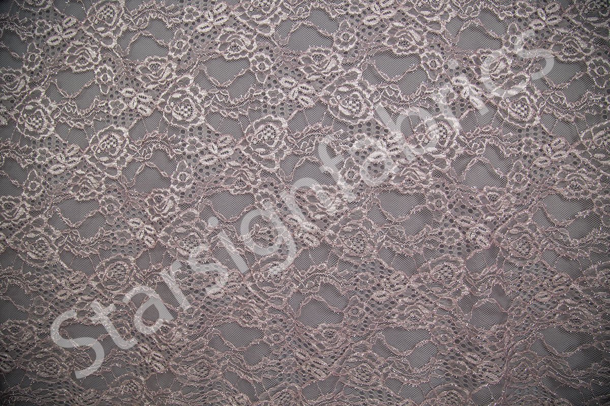 Pointelle Design Shiny Metallic Lurex Thread Lace Mink Fabric