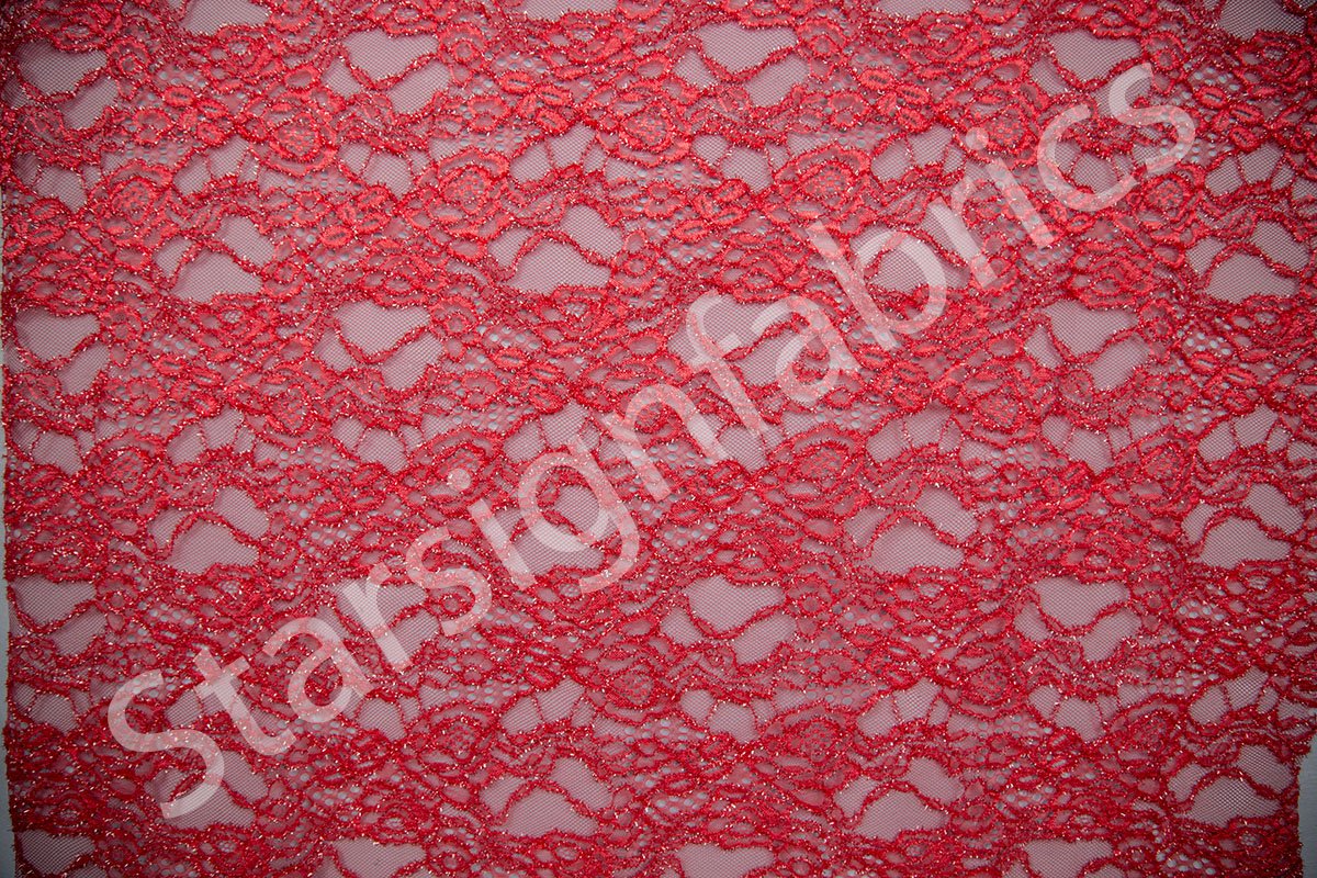 Pointelle Design Shiny Metallic Lurex Thread Lace Mink Fabric